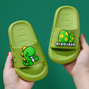 Childrens Home Bathing Slippers Cartoon Dinosaur Anti-slip Soft Bottom Boys Girls Summer Flat Heel PVC Bottom Kids Slippers