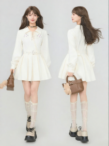 KEIKO | Đầm Áo Sơ Mi Giảm Cân Thêu Hoa