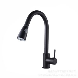 Vòi rửa chén bát nóng lạnh dây rút inox 304 xoay 360º( Tặng cặp 2 dây cấp nước )