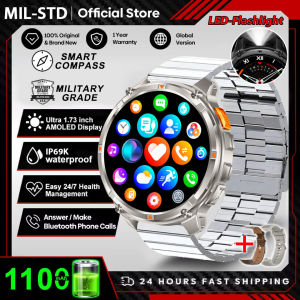 2025 New 1100mah AMOLED Smart Watch Men 170+Sport Fitness LED Flashlight IP69 Waterproof Bluetooth call GPS track Smartwatch iOS