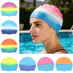Silicone Swim Cap Non-Slip Swim Cap With Ear Protection Premium Tear-Resistant Summer Beach Vacation Activities For Adults
