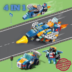4 In 1 Big Bricks Creative Building Blocks Fighter Sport Car Robot Educational Toys Gift For Kids Mainan Budak 大颗粒积木