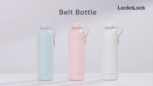 Bình giữ nhiệt LocknLock Belt Bottle LHC4267 490ml - Hàng chính hãng có quai xách miệng rộng có thể cho đá - JoyMall