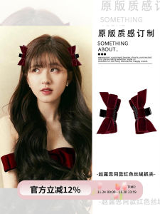 Zhaolu Butterfly Knot Hair Clip Velvet Red New Year Womens Fashion Accessory Side Bun Clip Autumn Winter New Arrival