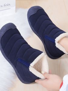 Womens Winter Snow Boots Fleece Lined Thickened Waterproof Short Booties Korean Style round Toe Flat Heel Rubber Outsole