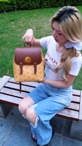 Disney CHIP & DALE Mini Backpack Lightweight Cartoon Daypack for Girls Brown Yellow Cute PU Leather Bag Gift for Girls