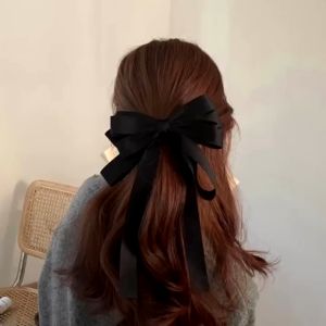 Kẹp Tóc Nơ Tiểu Thư Cỡ Lớn Đuôi Dài Vintage Phong Cách Hàn Quốc Tinh Tế Thời Trang Hot Trend - KẸP BẤM