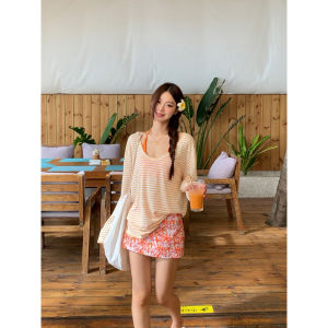 Trendy Orange A-line Mini Skirt Fall New