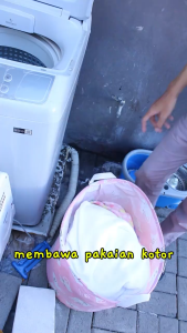 Keranjang Baju Laundry Bulat Pakaian Kotor Lipat Canvas Laundry Bag 35x40 Cm