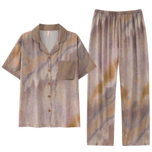 miiow | Ice Silk Sleepwear Women Loose Summer New Style Short Sleeve Long Pants Can Be Worn Outside Spring Autumn Home Clothes