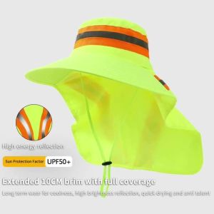 WRELS | Reflective Sunshade Hat Anti UV Adjustable Sun Protection Large Brim Outdoor Hat Summer Lightweight Worker Neck Shawl Bucket Hat
