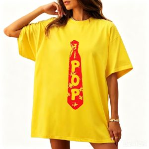 Sanrio | Fake Pop Tie with Bullet Holes Graphic TShirt 90s Hip Hop Funny Prank Casual Daily Outfit Men Women Summer Fashion Cotton Tops