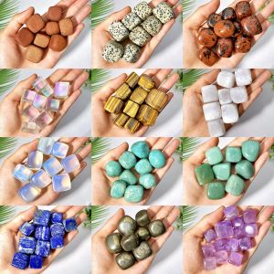 5PCS 10-30 มม.-วัสดุ Cube ธรรมชาติ Tumbled หินคริสตัลคริสตัลธรรมชาติควอตซ์แร่ธาตุอัญมณีตกแต่งบ้านของขวัญ