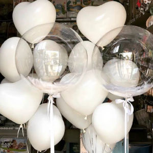 White Transparent Large Balloons Wedding Scene Decoration Feathers Confession Heart Shaped Props Festival Celebration Supplies
