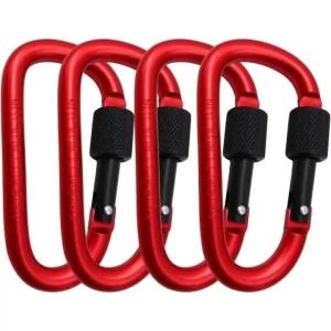4Pcs 8CM Multicolor Locking Carabiners Aluminum Alloy D-Type Screw Gate Clips for Backpack Camping