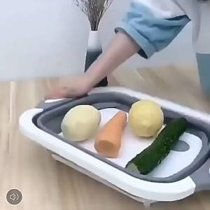 Foldable three-in-one multi-function cutting board storage basket cutting board