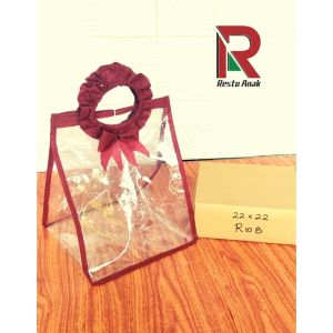 Tas Mika Premium Dos 22x22 (R10B) / GiftBox Mika Transparant / Goodiebag Mika Handle Bulat (BFM-22)
