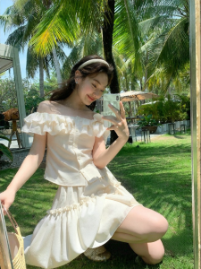 NIHAOKANONG | Bộ Áo Sơ Mi Dáng Xòe Vai Trụ và Chân Váy Midi