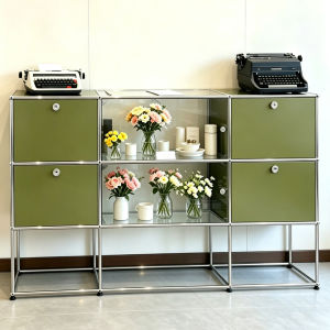 Vintage Modular Stainless Steel Display Cabinet