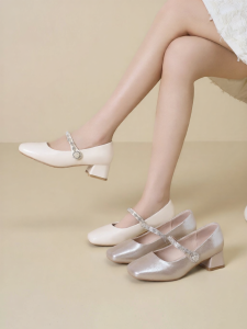 Josiny | Peep Toe Mary Jane Wedding Pumps
