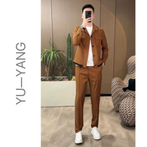 Fashionable Casual Sportswear Jacket Set for Men Autumn New Style Two-Piece Lazy Style Versatile Youth Long Sleeve Pants