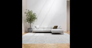 Cozylant Crystal Extended L Shape Fabric Sofa / 4 Seater Cornor Sofa for Living Room / Grey White Blue/ Modern Minimalist Nordic / Corner Sofa Set