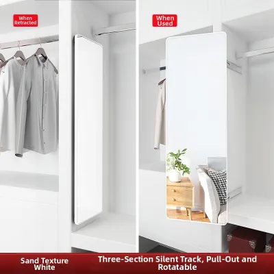 Wardrobe Mirror Dress-up Built-in Sliding Door Foldable Rotating
