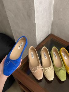 รองเท้าส้นแบนผู้หญิง OKLEIBO ทรงหัวเหลี่ยม ดีไซน์ผีเสื้อ รองเท้าบัลเลต์ รองเท้าคุณย่า รองเท้าแฟชั่นฤดูใบไม้ผลิ 2025