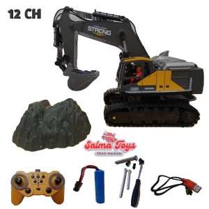 Mainan Mobil Rc Kontruksi Beko Excavator Alloy Metalik 12 CH Bisa Keluar Asap Suara Dan Dilengkapi Lampu LED 2.4G Frekuensi
