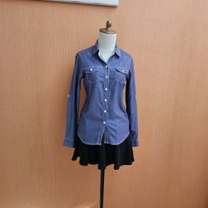 atasan kemeja wanita biru COOL TEEN cewek M lengan panjang kerja kuliah