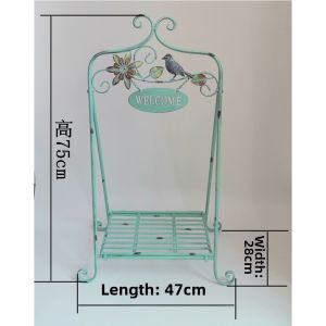 Wrought Iron Welcome Stand Flower Rack With Bird Ornament