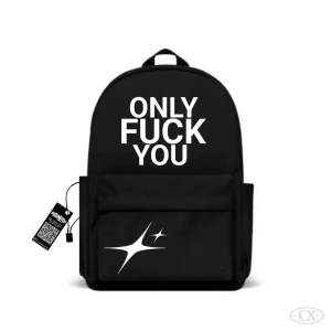 LXNTX Tas ransel pria backpack only Fvck you Black Free sticker