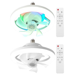 【New Arrival】 Ceiling Fan LED Lamp with E27 Base Silent E27 Socket Fan LED Light 3 Colors Dimmable/RGB Dimmable Modern LED Ceiling Fan