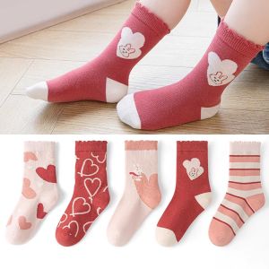 ถุงเท้าเด็กผ้าฝ้ายแท้สูงถึงเข่าสำหรับฤดูใบไม้ผลิและฤดูใบไม้ร่วง ถุงเท้าเด็กผู้หญิงฤดูหนาวถุงเท้าข้อเท้ายาวปานกลางสำหรับผู้หญิง