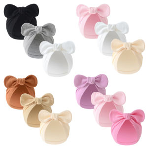 3Pcs Bow Newborn Beanie Cotton Bunny Ears Infant Bonnet Baby Turban Hats for Girls Boys Toddler Cap Baby Hat Newborn Gift 0-18M