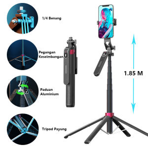 TRIPOD P185/ TONGSIS TRIPOD DENGAN REMOTE BLUETOOTH SELFIE STICK HP 360°