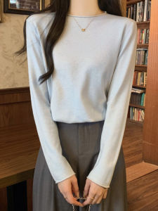 Slimming Solid Color Knitwear Loose Fit Turned Cuff Sweater Womens Base Layer Top Shoulder Width Regular Sleeve Long Length