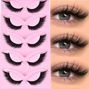 5 Cặp Lông Mi 3D Fox Eyelashes Trông Tự Nhiên Kiểu Mắt Mèo 16mm Lông Mi Giả Dạng Dải Dành Cho Salon