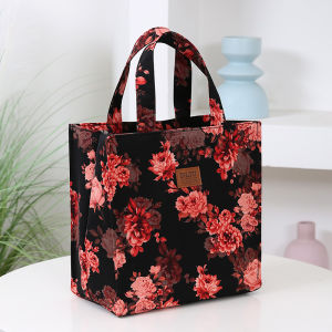 Vintage Large Capacity Handbag with Lunch Box Storage Bag for Work Commuting Shopping Portable Mother Cloth Tote Bag