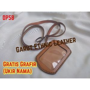 Name Tag/Lanyard (ID Card Holder) Kulit Pria Pull Up Full Kulit Garut Handmade (DP58)