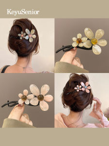 2025 New Flower Twist Hair Clip One Word Clip Female Model Shark Tail Clip French Style Hair Accessories Fresh Outburst