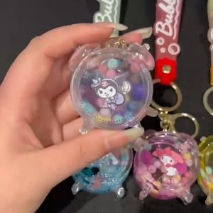 gantungan kunci tas serbaguna Ganci Desain Karakter sanrio jam weker water bubble gliter kuromi