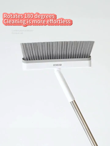 Ecoco 2-In-1 Broom Dust Pan with Comb Rotating 180° Foldable & Space-Saving Sturdy & Durable