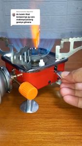 PROMO 4IN1 CAMPING !! Kompor Portable Mini Camping - Kompor Lipat Portable Travel Berkemah Gas Stove + Tabung Gas Mini Portable Hi-cook 230gr + Senter Kepala + GRATIS PEMANTIK API KOREK GAS 1 PCS - RANDOM