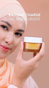 Wardah Radiant Charge Gel Moisturizer Vitamin C + Adenosine Recharge Dull Tired Skin & Repair Skin Barrier Brightening Revitalizing Facial Gel 30g