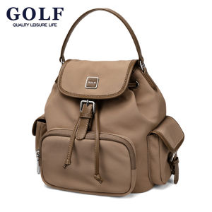 กระเป๋าเป้สะพายหลังขนาดใหญ่กอล์ฟแฟชั่นสำหรับผู้หญิงกระเป๋าเป้สะพายหลังแบบเร่ร่อนกระเป๋าสะพายหลังแบบลำลองผ้าอ๊อกฟอร์ดไนล่อนกันน้ำเดินทางกระเป๋าสะพายคู่สีน้ำตาลแชมเปญสีดำสุดหรู