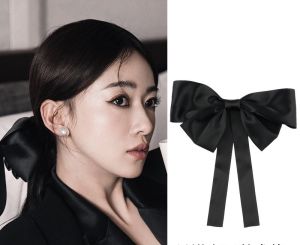 Kẹp tóc nơ lớn sau đầu kẹp tóc bản to hình nơ cho nữ phong cách tiểu thư Hàn Quốc