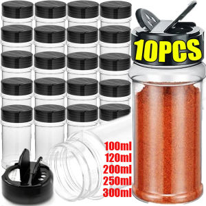 【88HomeStore】10/5 Pcs Double Flip Clear Plastic Spice Bottle Seasoning Containers Salt Pepper Shaker Jars Barbecue Condiment Bottles Butterfly Cover Kitchen Tools