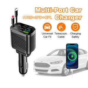 66w 4 in 1 adapter car charger for ip/Android car usb port car charger adapter fast charging