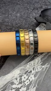 Elastic Italian Starter Charm Bracelet Jewelry Handmade Stainless Steel Bracelet Fashion Modular Links Men Bangle Summer Men/Womens Jewelry Italian Elastic Charm Bracelet Fashion Stainless Steel Bangle